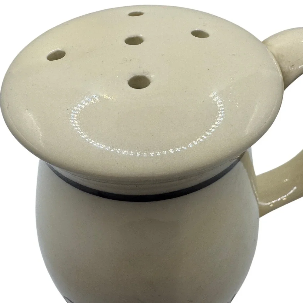 Vintage‎ Ceramic Parmesan Cheese Shaker Dispenser Cream with Brown Script Accent